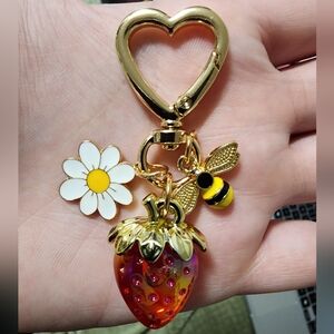 ✨️NIB Bag Charm - Strawberry, Flower, & Bee